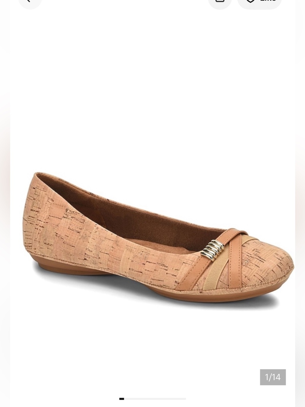 Sofft Eurosoft Shaina Flats Cork-Effect Ballet Flats with gold-Tone Accent — Tan